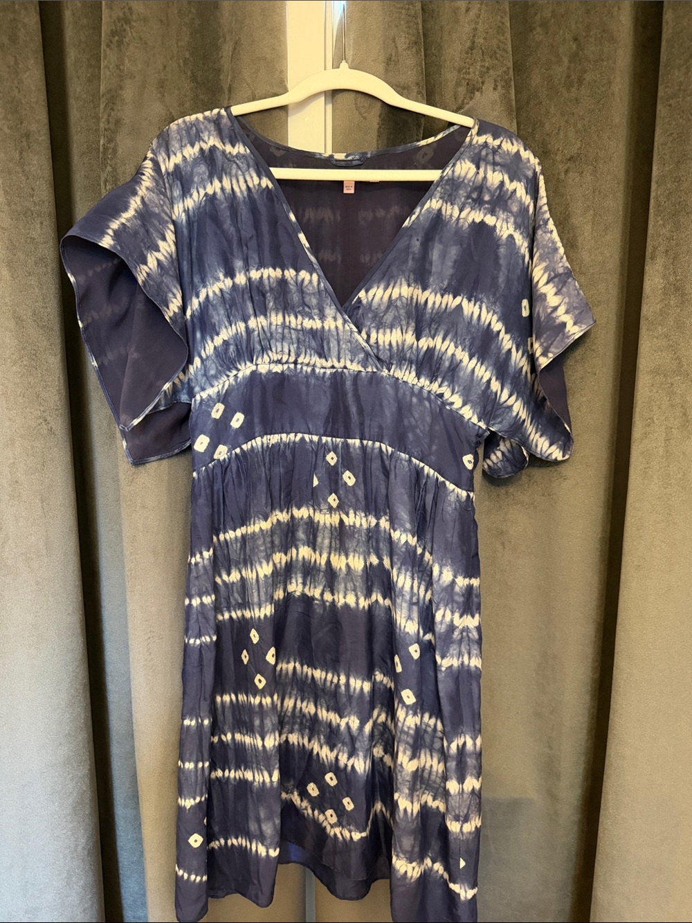 Calypso St. Barth Blue and White Tie-Dye V-Neck Dress